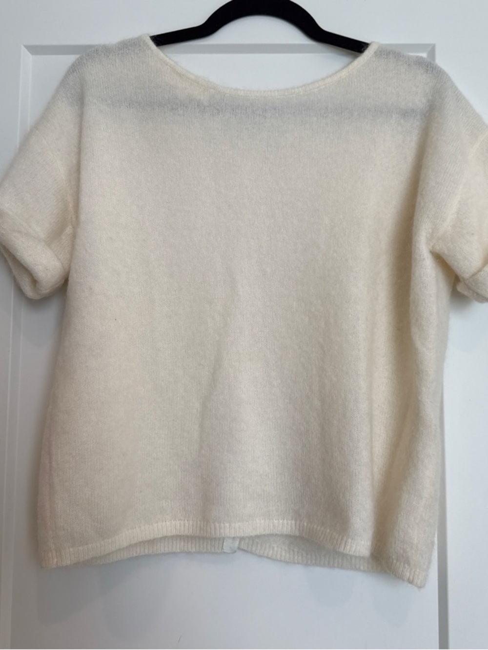 Sezane Cream Short-Sleeve Crewneck Sweater